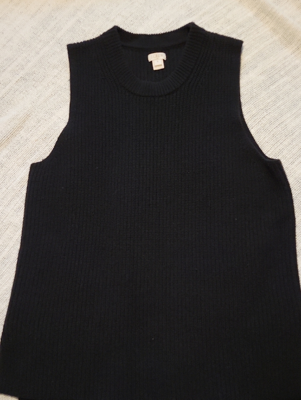 J. Crew Women’s Black Ribbed Knit Sleeveless Crewneck Vest
